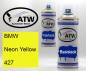 Preview: BMW, Neon Yellow, 427: 400ml Sprühdose + 400ml Klarlack - Set, von ATW Autoteile West.